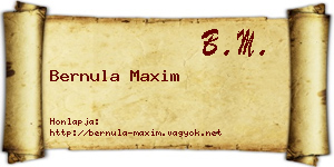 Bernula Maxim névjegykártya